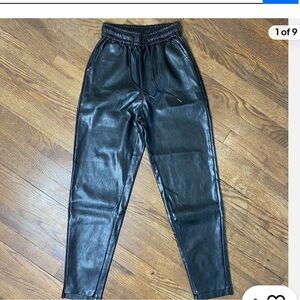 Black Faux Leather Joggers Venti6 NWOT